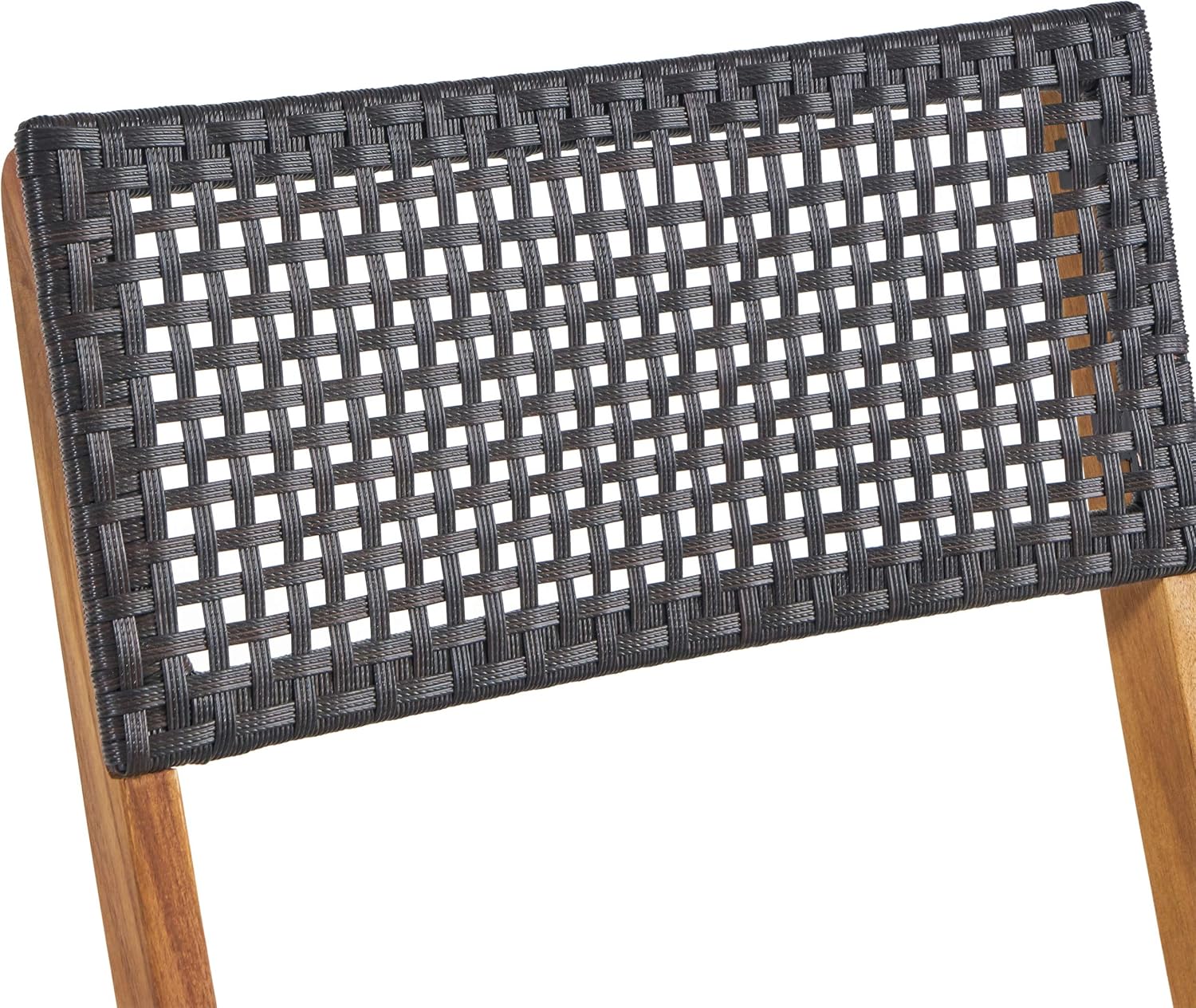 GDFStudio Juego de bistró plegable de mimbre de madera de acacia al aire libre con sillas y mesa, acabado de teca y marrón