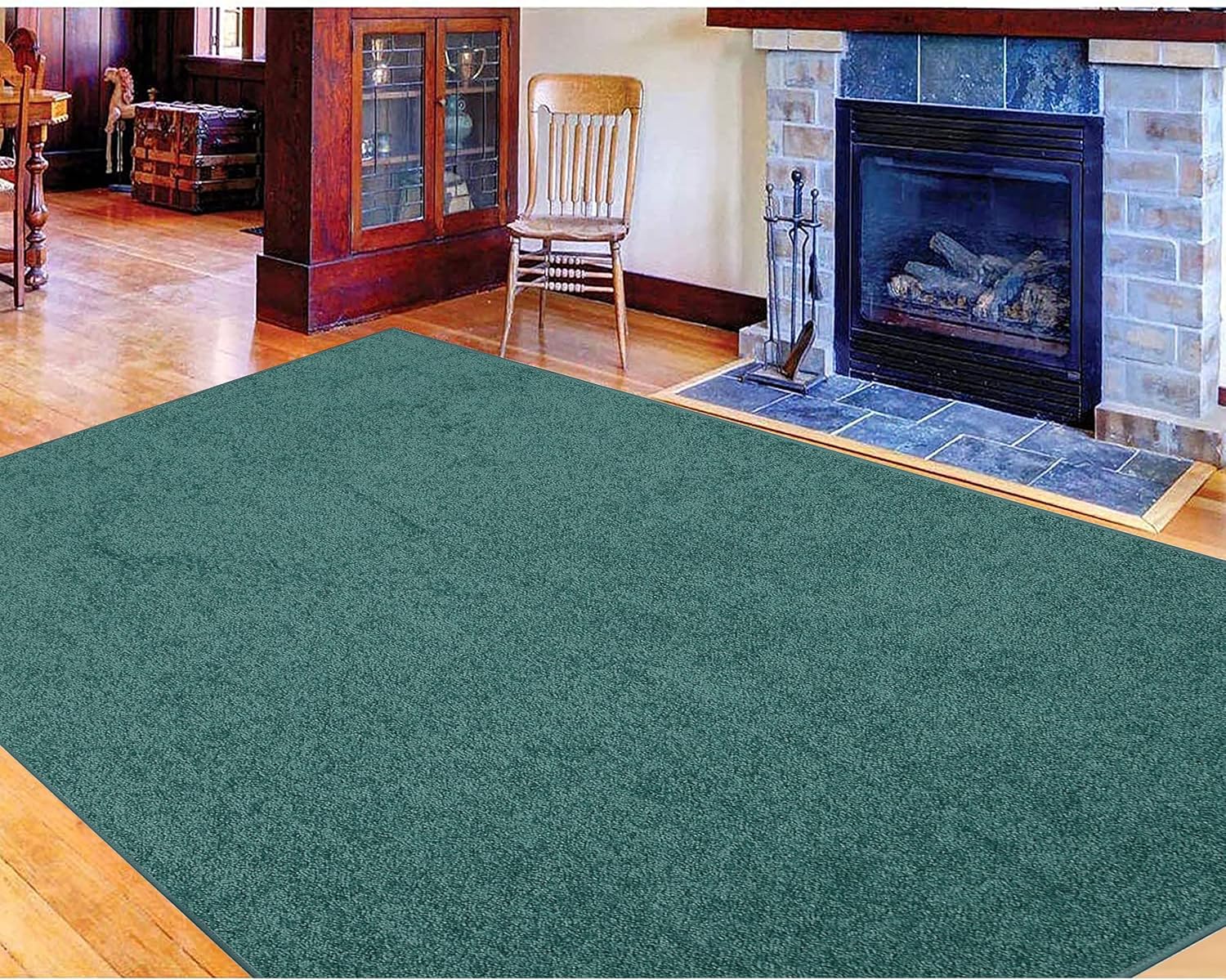 Alfombra de color sólido para mascotas, respetuosa con el medio ambiente., Polipropileno, Verde azulado