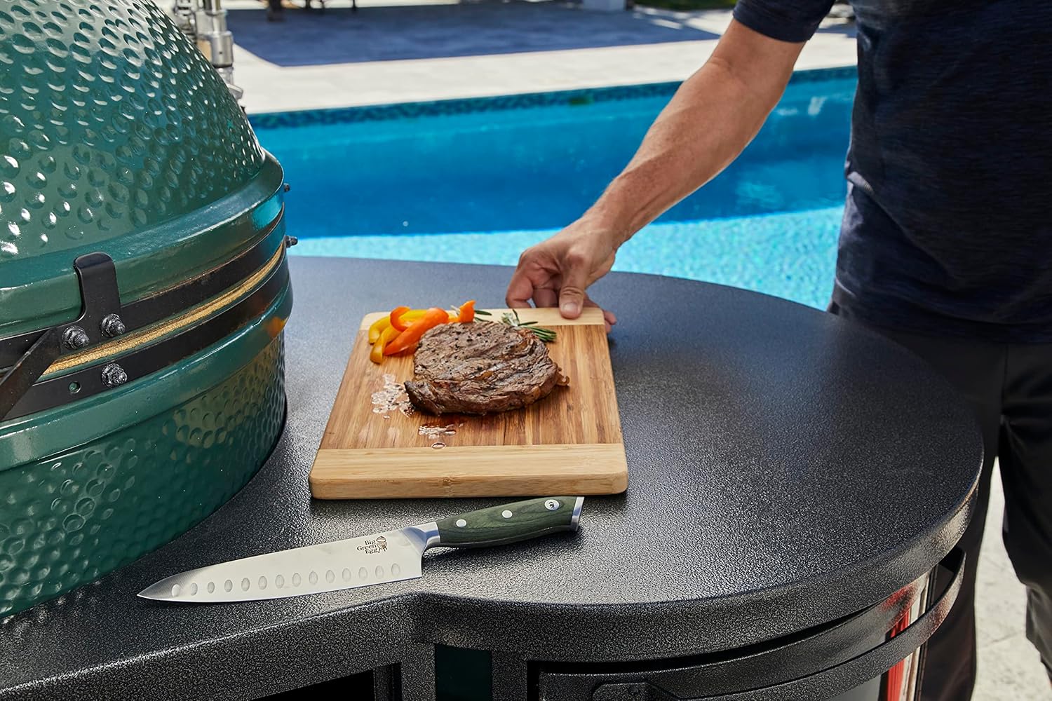 Big Green Egg Juego de cuchillos de chef culinario (4 piezas) con estuche, cuchillos de acero alemanes, cuchillo de chef de 8 pulgadas, cuchillo