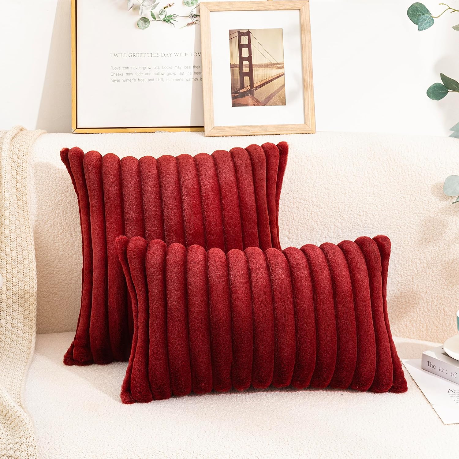 Uhomy Juego de 2 fundas de almohada de felpa esponjosa de 18 x 18 pulgadas, fundas de almohada decorativas de lujo y suaves de piel sintética para