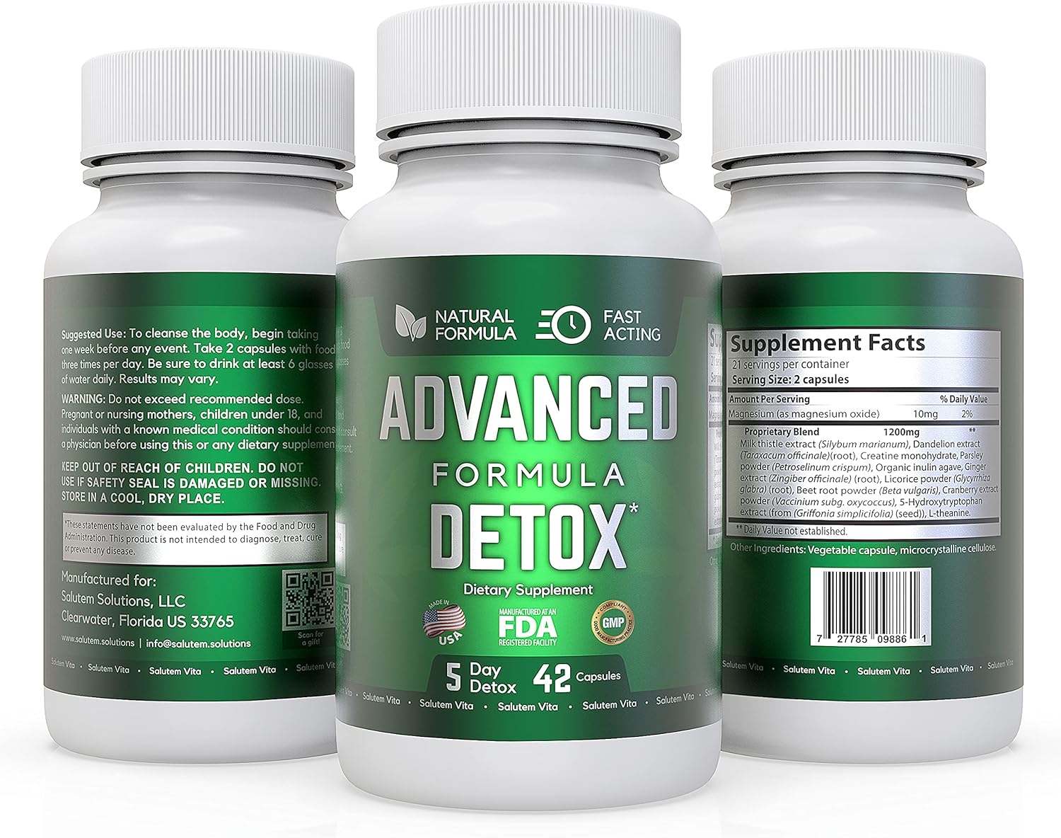 Salutem Vita Advanced Formula Detox – Desintoxica y renueva tu suplemento dietético definitivo para la limpieza total del cuerpo – Suplemento para