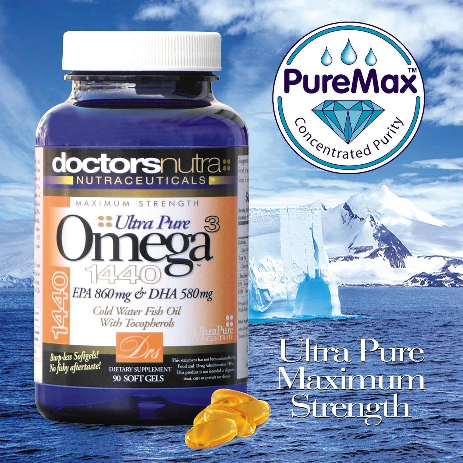 Aceite de pescado natural capturado silvestre concentrado ultra puro de máxima resistencia, aceite sostenible Omega 3 DPA-EPA-DHA Suplemento de