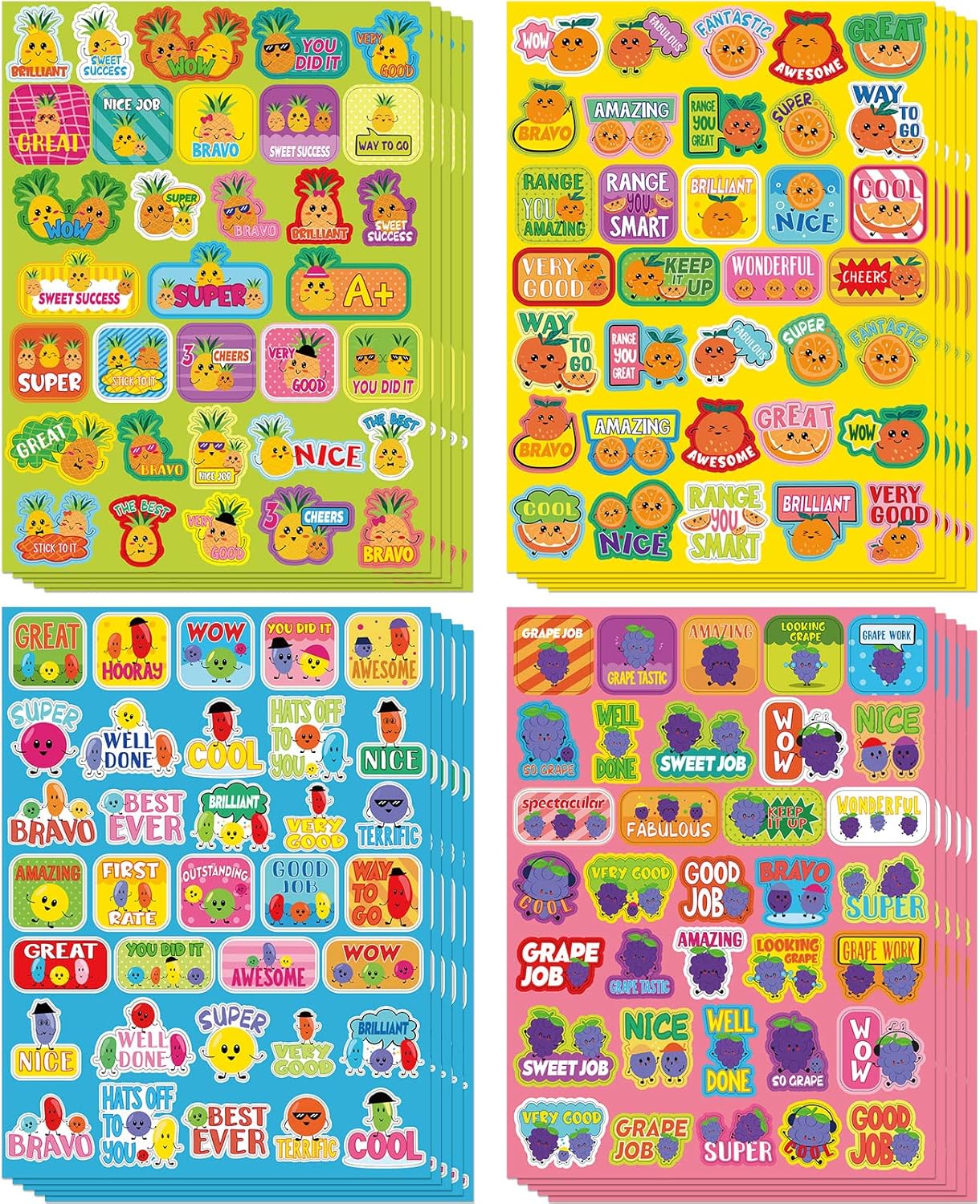 750 calcomanías perfumadas para raspar, calcomanías malolientes, frutas y alimentos, calcomanías de motivación para suministros escolares,