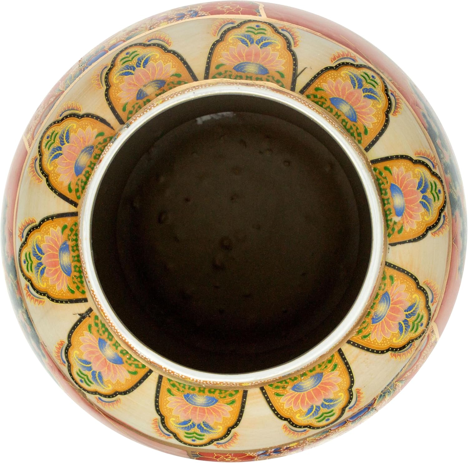 Red Lantern Tarro de templo de porcelana de caballo en prado de 18″