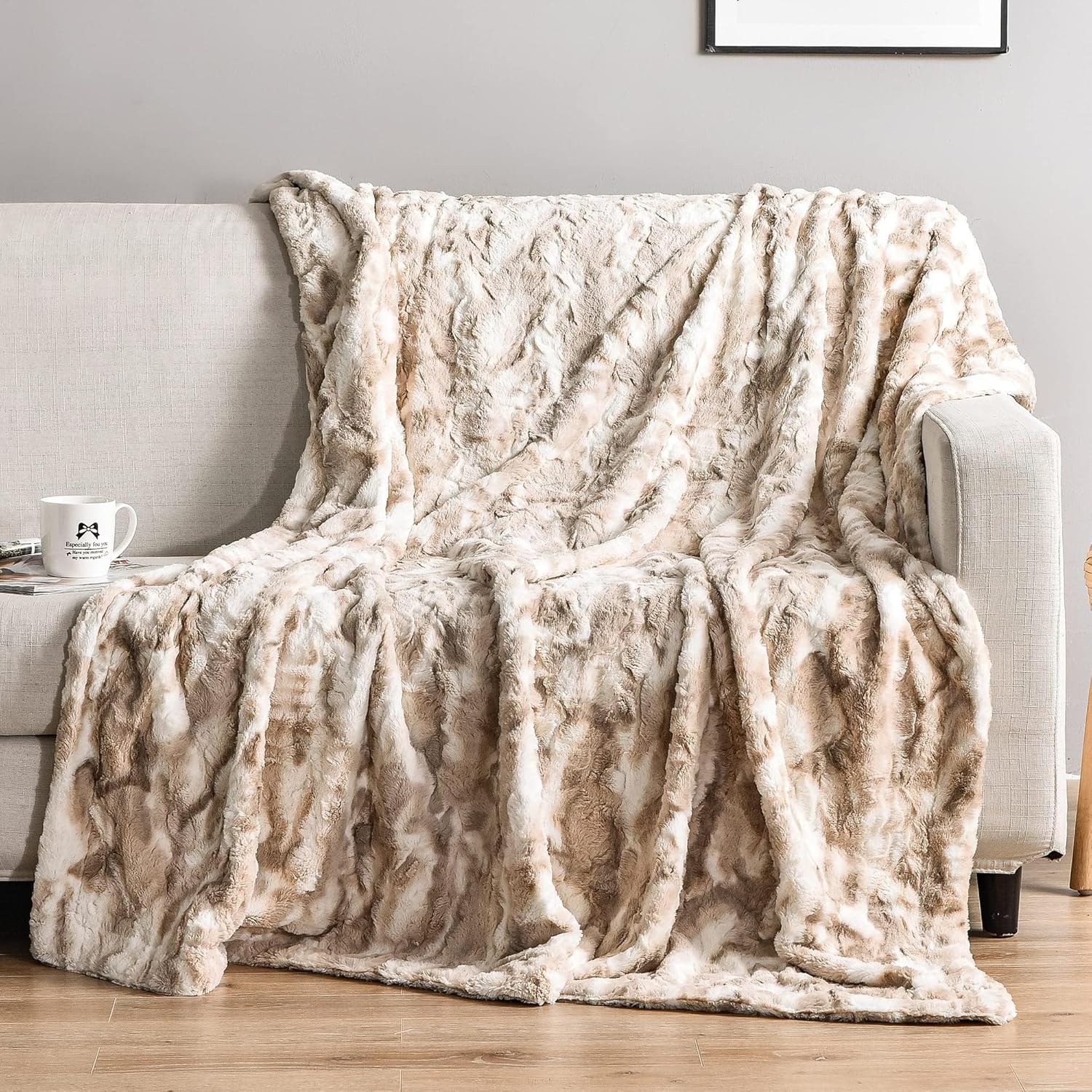 Manta suave, de 50 x 60 pulgadas, lujosa, cálida, esponjosa, gruesa, cómoda, suave, de piel sintética para el otoño, para sofá, cama, sofá, manta