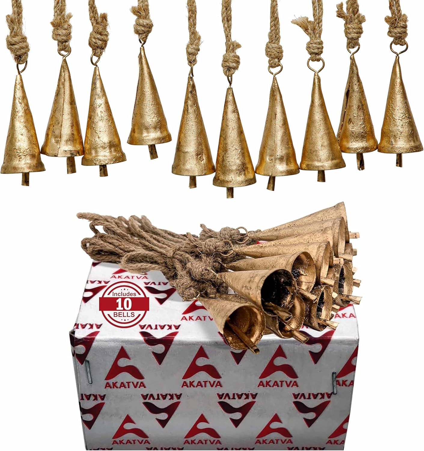 Campanas de Navidad para decoración  Campanas de vaca para decoración navideña rústica  Campanas doradas para decoraciones navideñas  Campanas