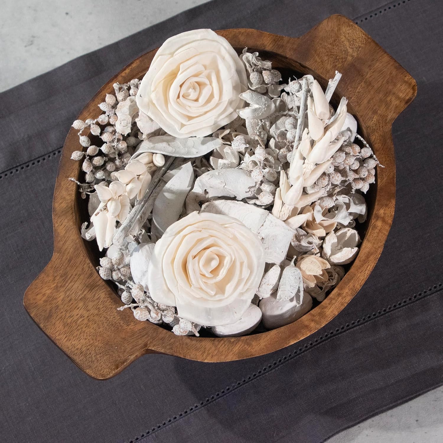 Bolsa de popurrí de fragancia blanca de lino para decoración del hogar  Florero y relleno de tazón de pétalos florales (blanco)