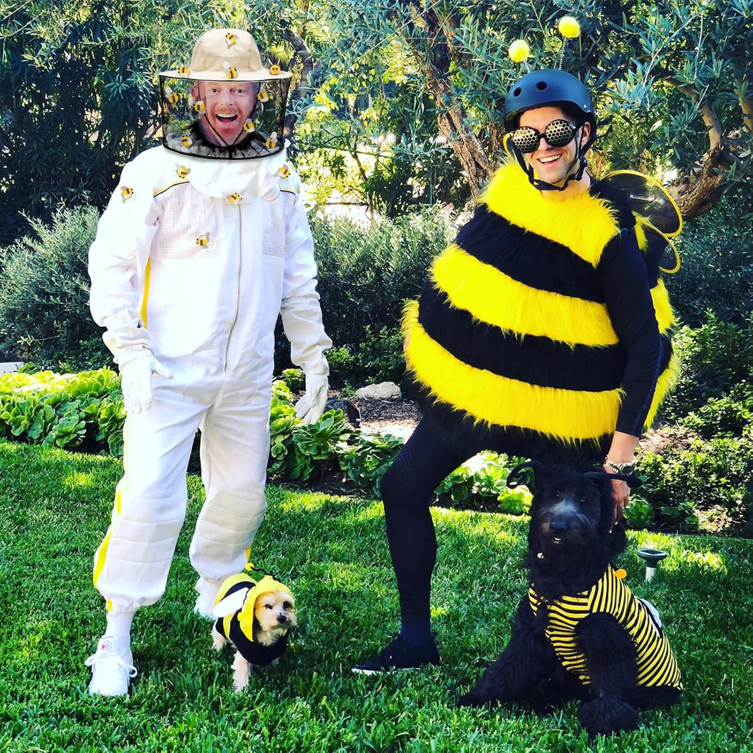 Juego de 47 piezas de apicultores, incluye 2 sombreros de abeja y velo, 15 abejas de bola de pelo y 30 cintas redondas de doble cara, sombreros de