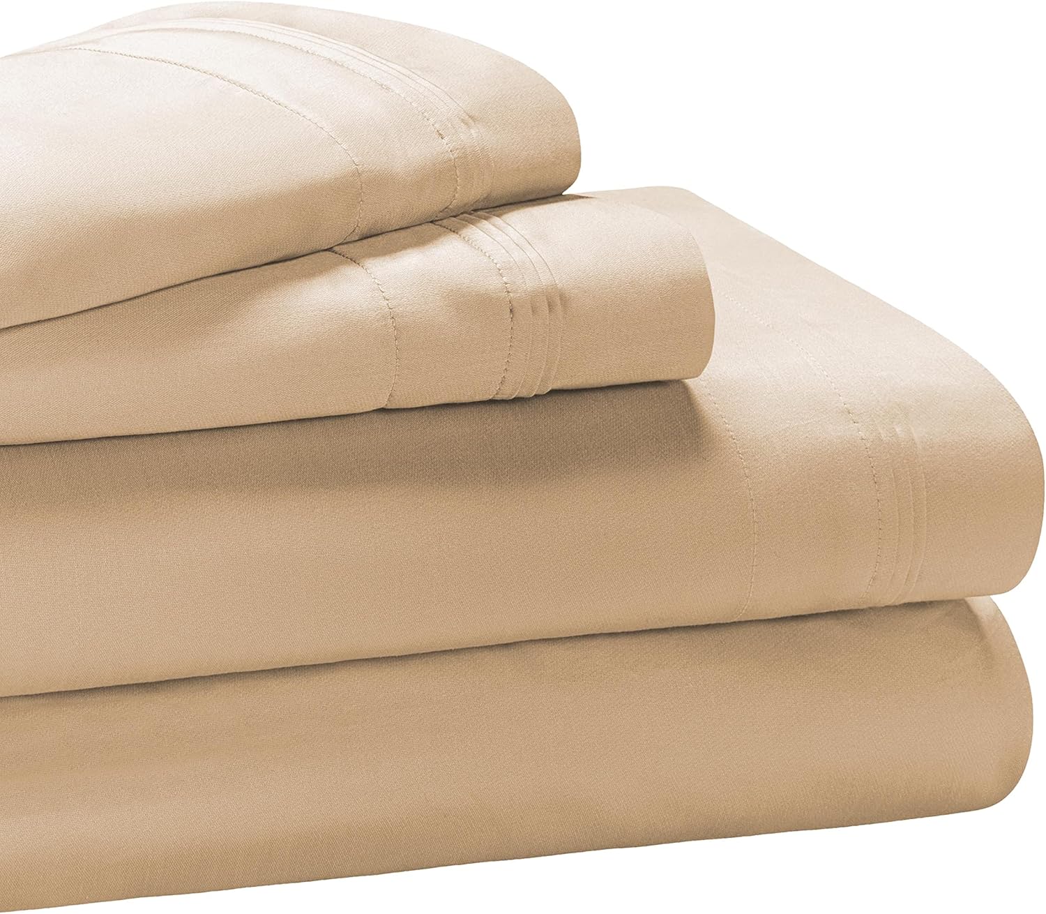 Superior Juego de sábanas de algodón egipcio de 1000 hilos con bolsillo extra profundo, incluye 1 sábana bajera totalmente elástica, 1 sábana