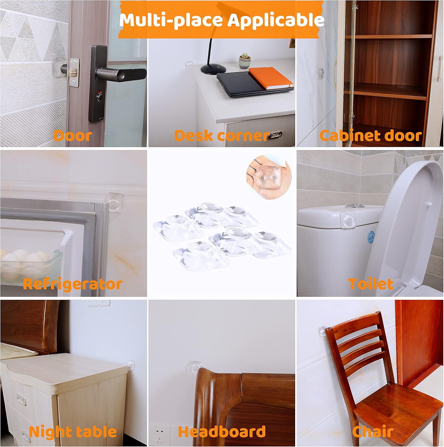 Yunshan Tope de puerta (6 unidades, 1.97 pulgadas), protector de pared de goma transparente, protector de pared para manija de puerta autoadhesivo,