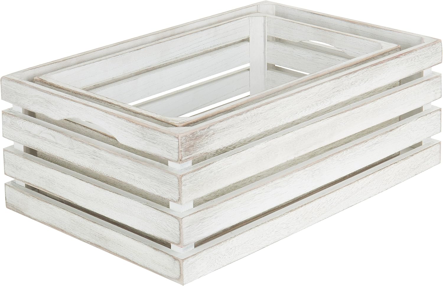 MyGift Caja de almacenamiento decorativa de madera blanqueada vintage, cajas de anidación, juego de 2
