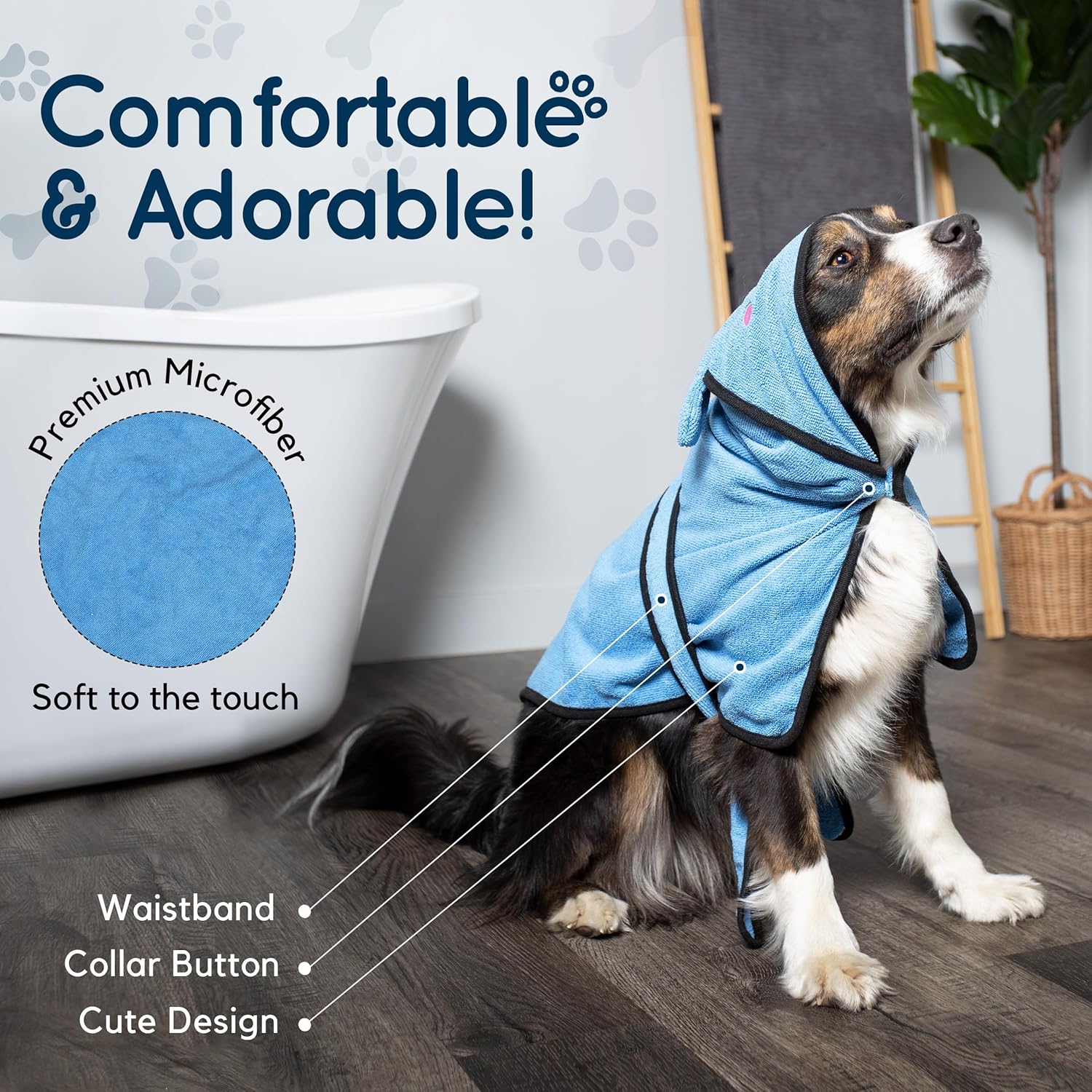 Toalla de baño con capucha para perro, paquete de aseo para perros con toalla de microfibra suave altamente absorbente y par de guantes de limpieza