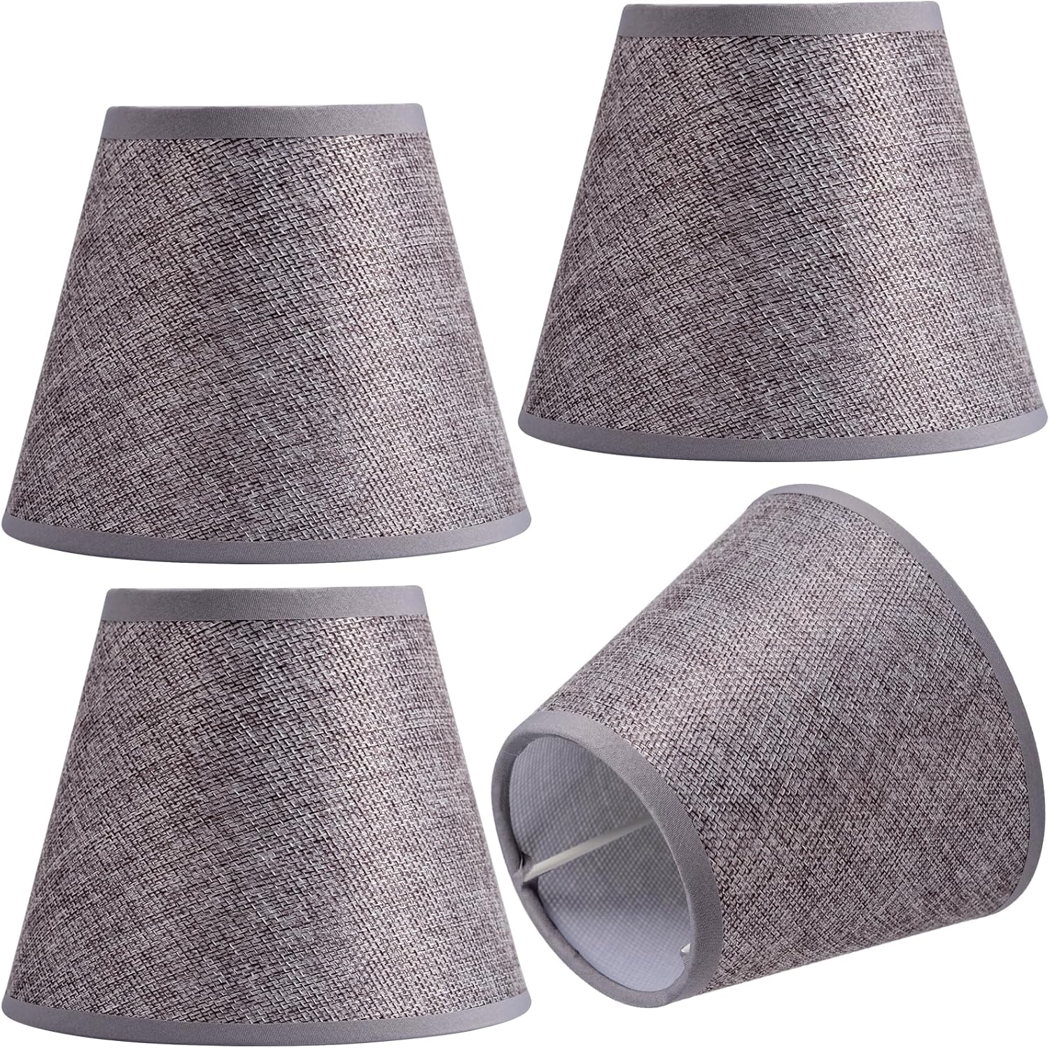 Paquete de 4 pantallas de lámpara de lino natural, pantallas de tambor de 7.8 pulgadas superior x 9.8 pulgadas inferior x 9.8 pulgadas de alto,