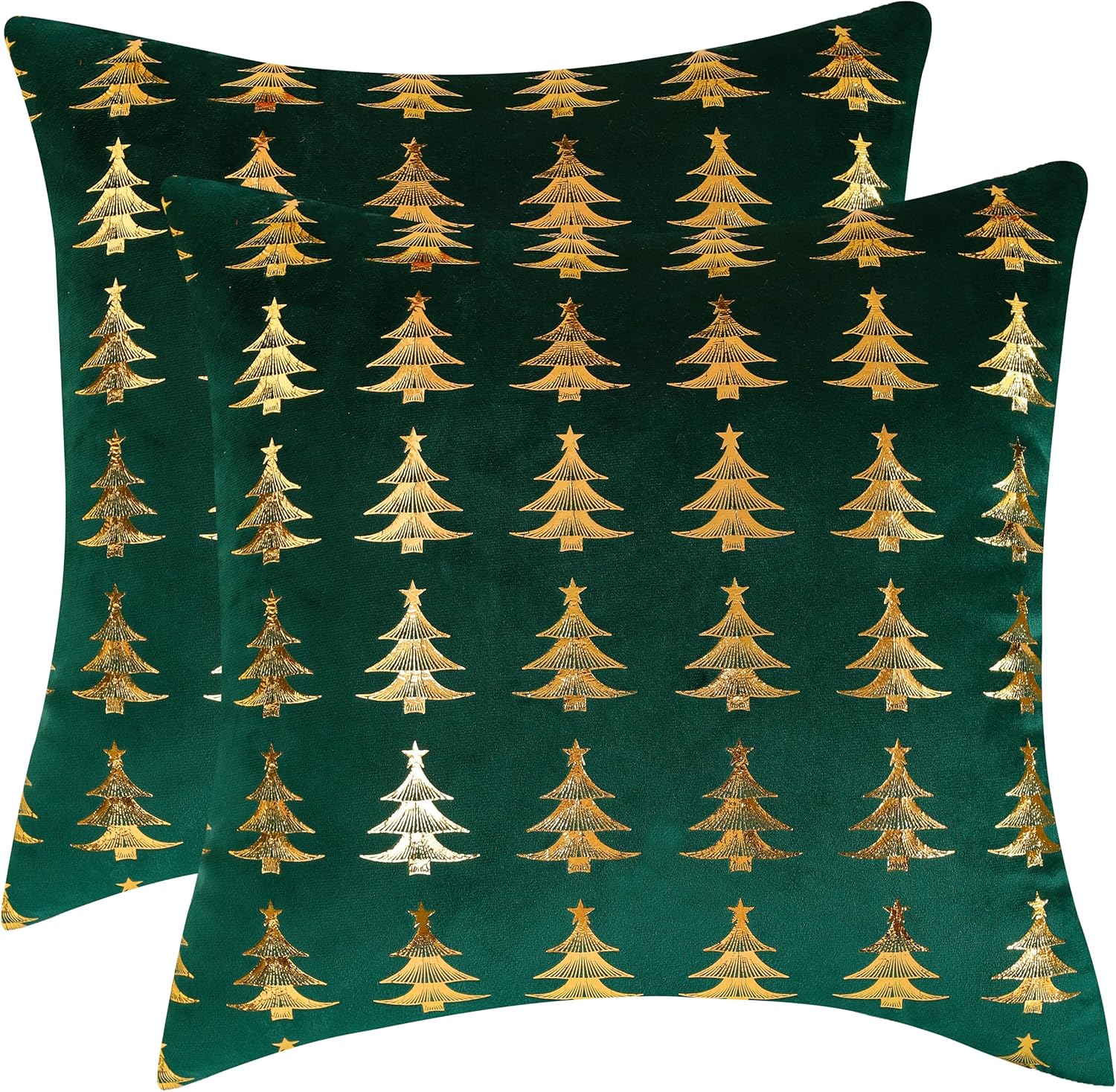 Juego de 2 fundas de almohada de Navidad de 12 x 20 pulgadas, juego de 2 fundas de almohada de terciopelo verde de Navidad, decoraciones de fiesta