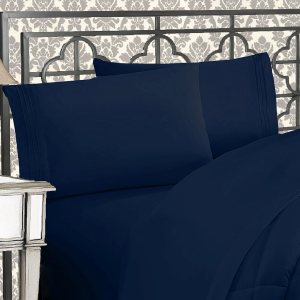 Elegant Comfort Lujoso juego de sábanas de microfibra de alta calidad 1500 hoteleras bordadas de tres líneas más suaves de 4 piezas, resistente a Elegant Comfort Lujoso juego de sábanas de microfibra de alta calidad 1500 hoteleras bordadas de tres líneas más suaves de 4 piezas, resistente a