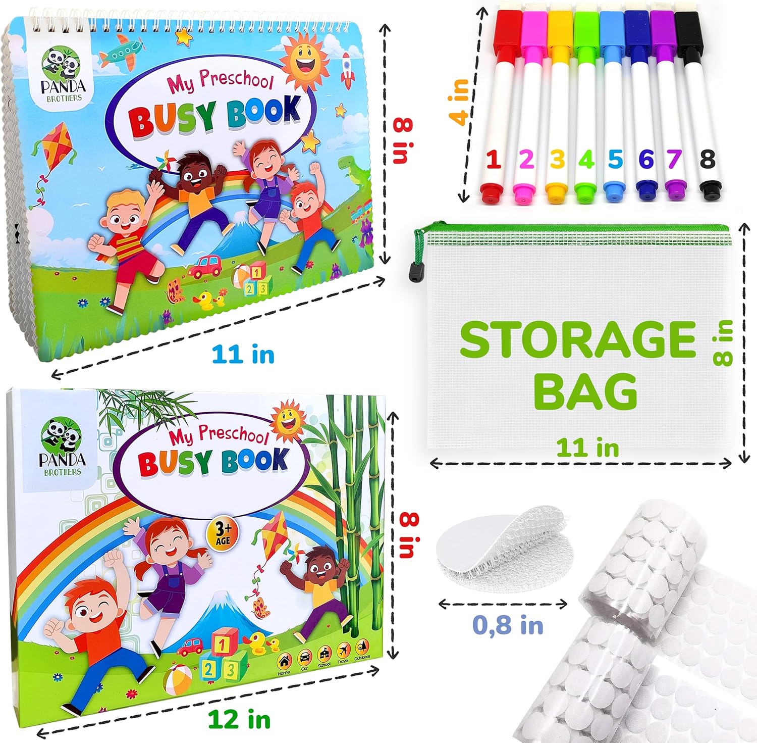 Panda Brothers Libro ocupado para niños pequeños, juguetes Montessori para 3, 4, 5 años, actividades de aprendizaje preescolar, juguetes educativos