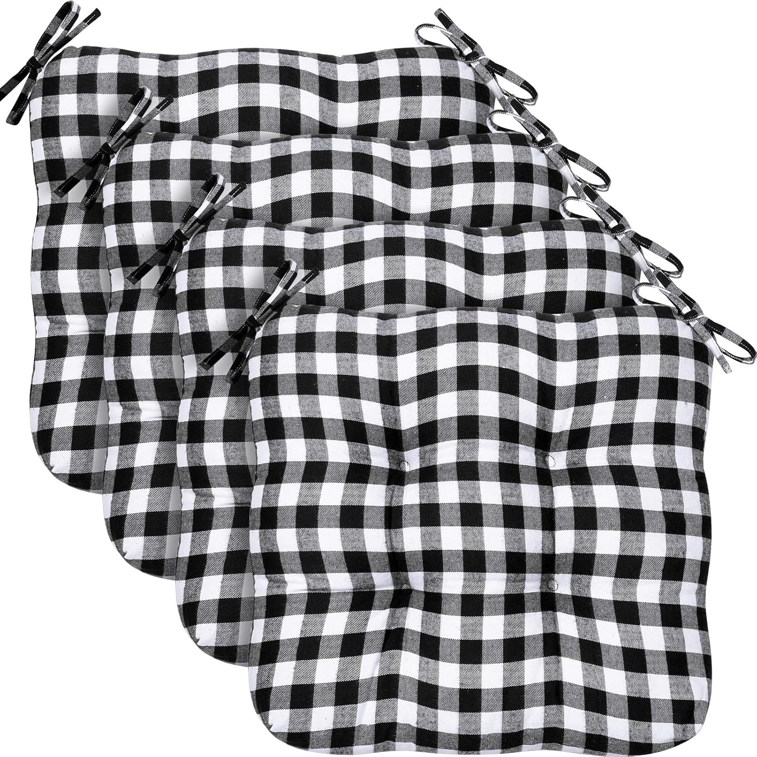 Paquete de 4 cojines para sillas de comedor, cocina, oficina, silla, cojines para silla de cocina con lazos, cojines para sillas de patio al aire