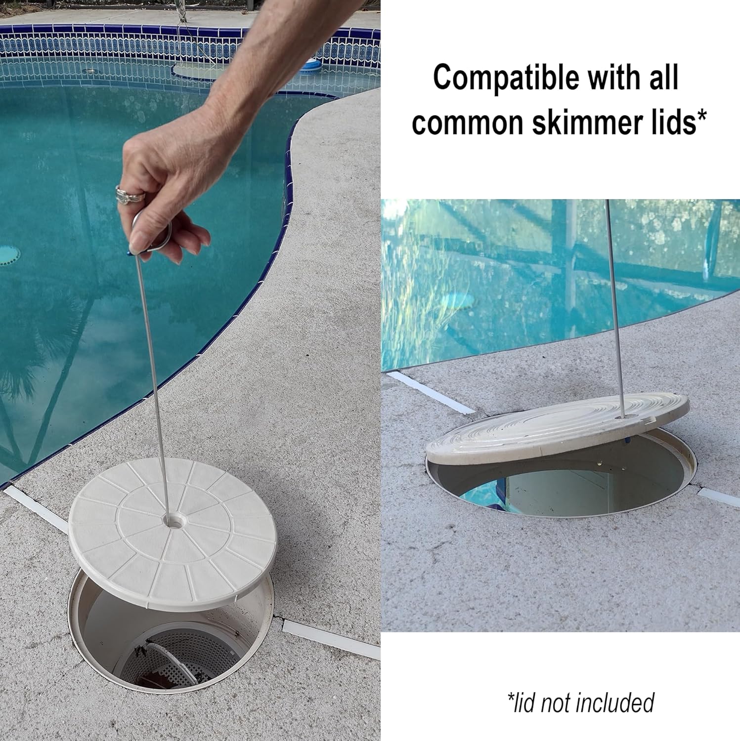 Cesta de desnatador de piscinagancho de elevación de tapa de skimmer y soporte de tira de prueba de piscina para limpieza de piscinas y