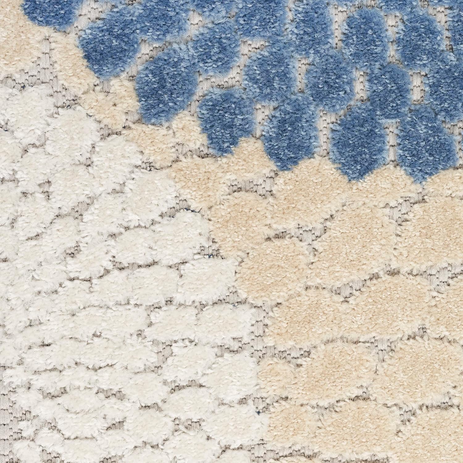 Nourison Aloha – Alfombra para interiores y exteriores, azulgris de 6 x 9 pies, fácil limpieza, no se desprende, para dormitorio, sala de estar,