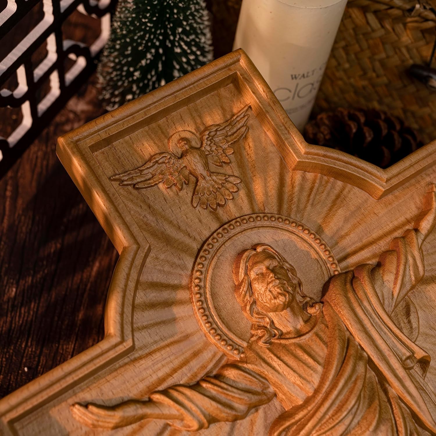 BGCOPPER Cruz de pared de crucifijo de Jesús, cruz de madera hecha a mano para decoración de pared para el hogar, habitación o regalo