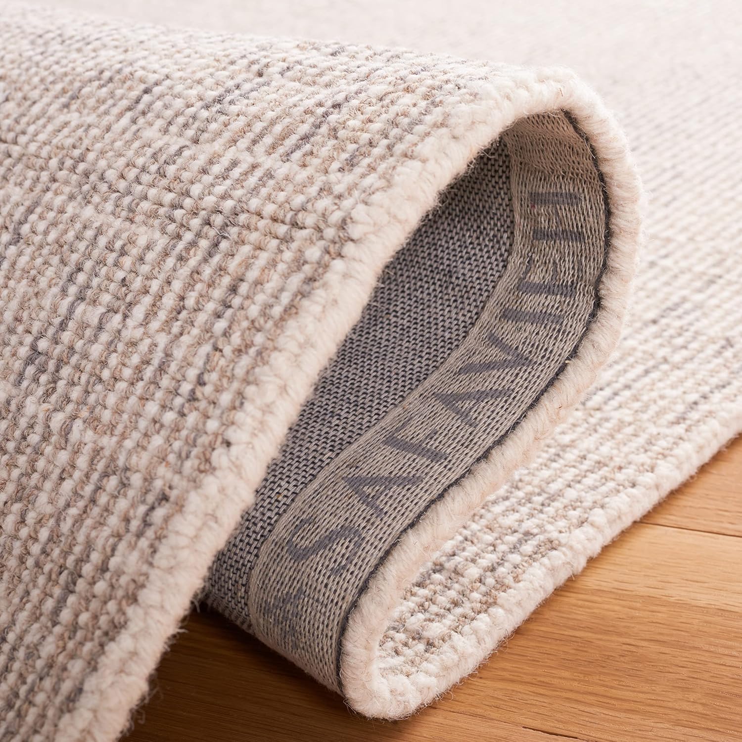 Safavieh Abstract Collection – Alfombra de área de 6 x 9 pies, gris y marfil, lana hecha a mano, ideal para zonas de alto tráfico en sala de estar,