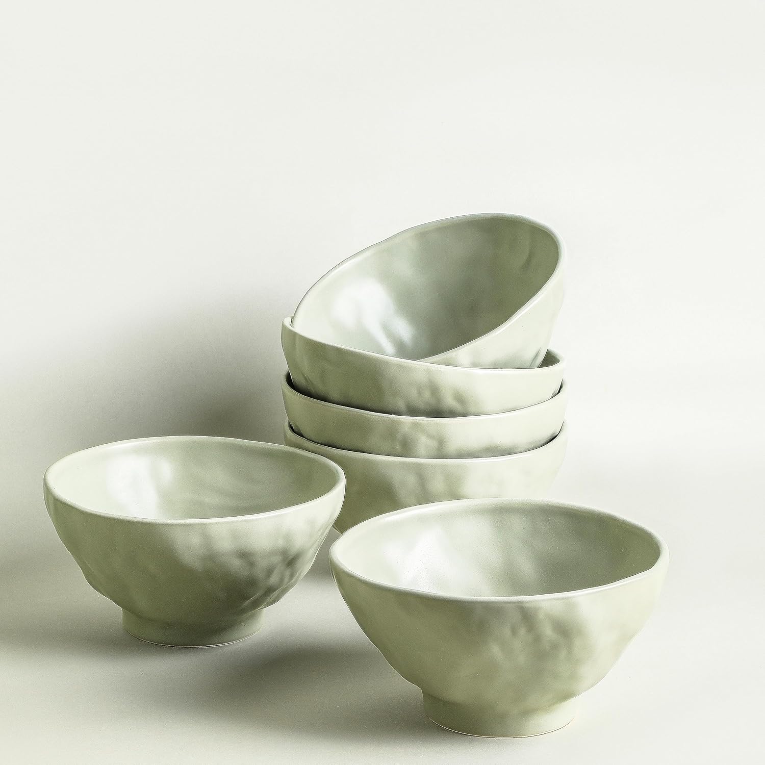 Stone by Mercer Project Nendo – Juego de vajilla de cerámica, 16 piezas, servicio para 4, color gris salvia