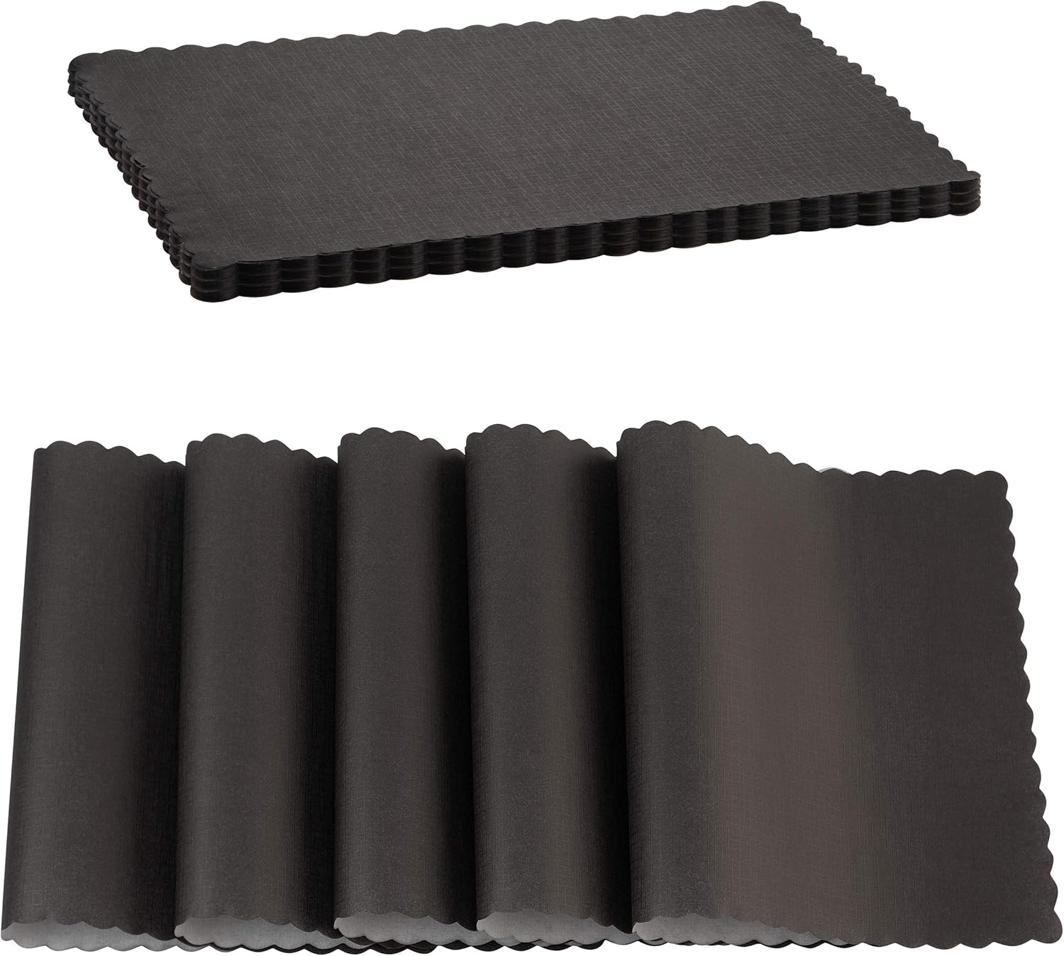 Mantel individual de papel desechable, manteles individuales negros con bordes festoneados, mantel individual de papel duradero para decoración de