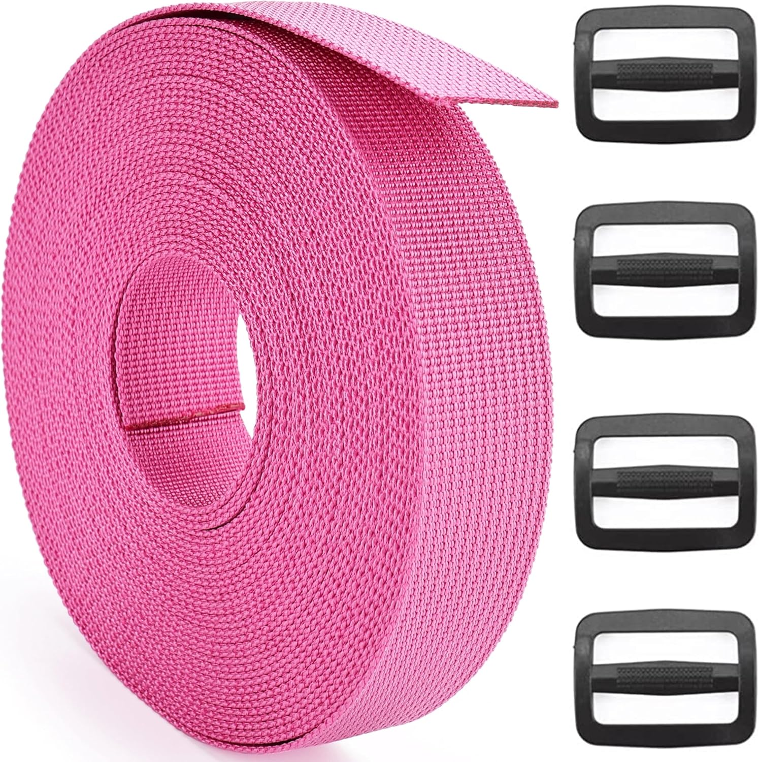 Correa de nailon de 2 pulgadas con clips deslizantes de plástico Tri-Glide, 10, 25, 50 yardas, correa de nailon resistente para equipo de interior o