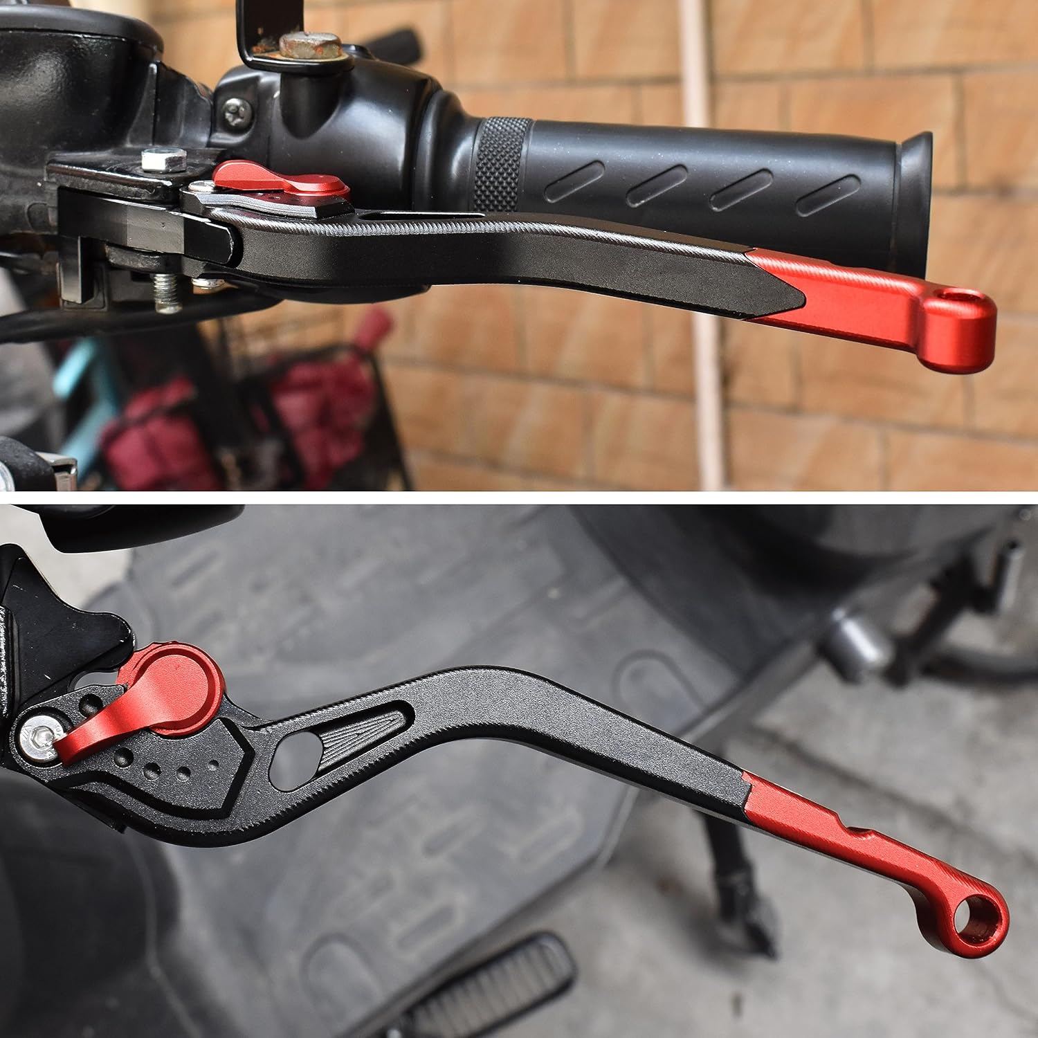 ESPEEDMTC para Kawasaki Ninja H2 H2R 2015-2020 Aleación de aluminio modificada CNC Accesorios de palanca de embrague de freno de tamaño largo (rojo)
