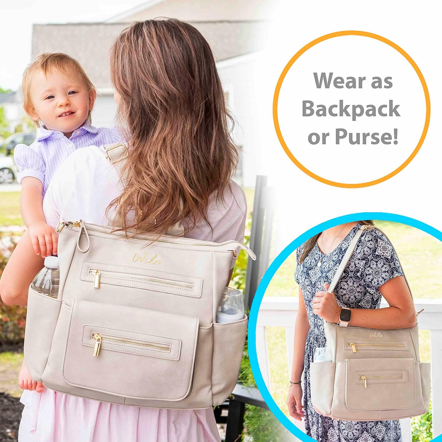 Wilo Baby Wipes – Mochila para pañales, bolsa pequeña y elegante, recargable, dispensador de toallitas húmedas, kit de cambio portátil, Leopardo,