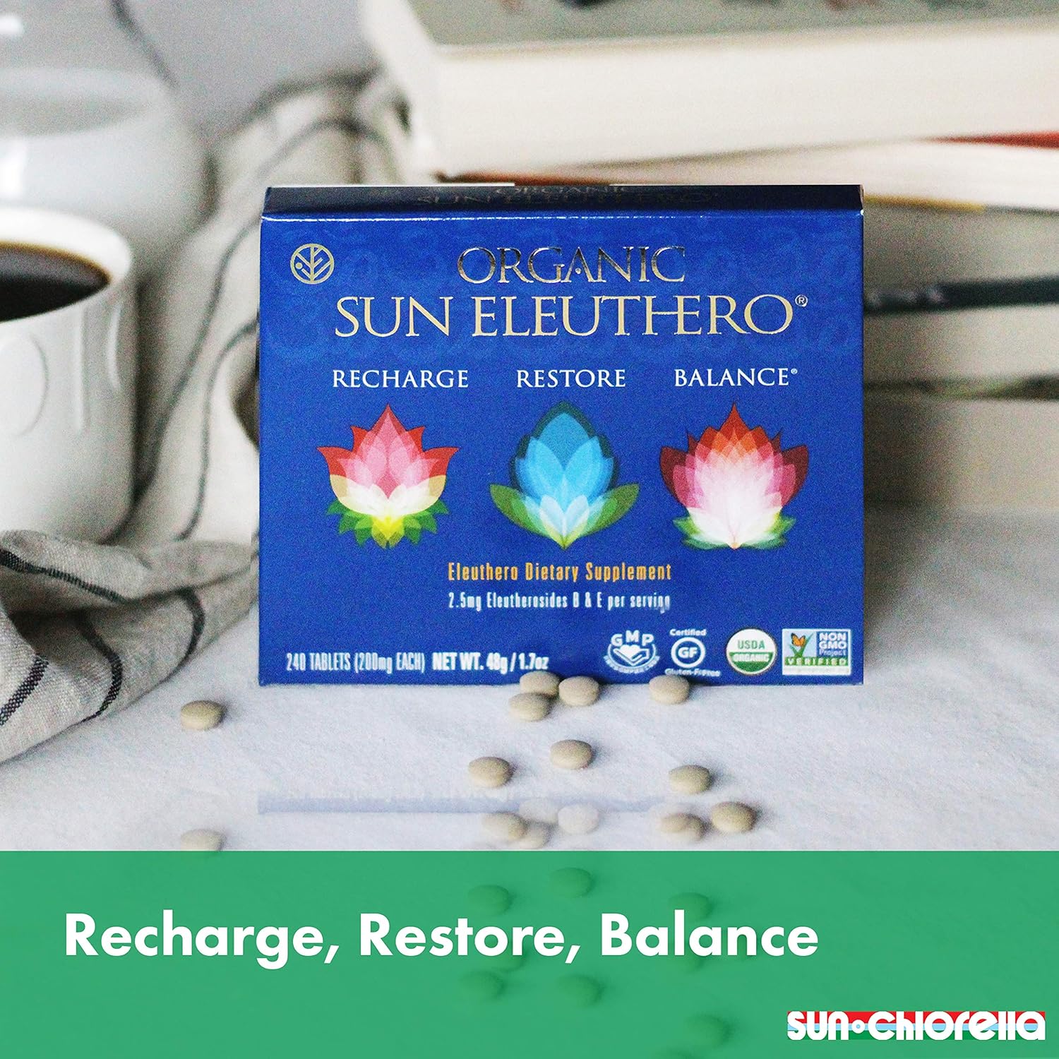 SUN CHLORELLA Eleuthero orgánico Sun – 200mg, 240ct