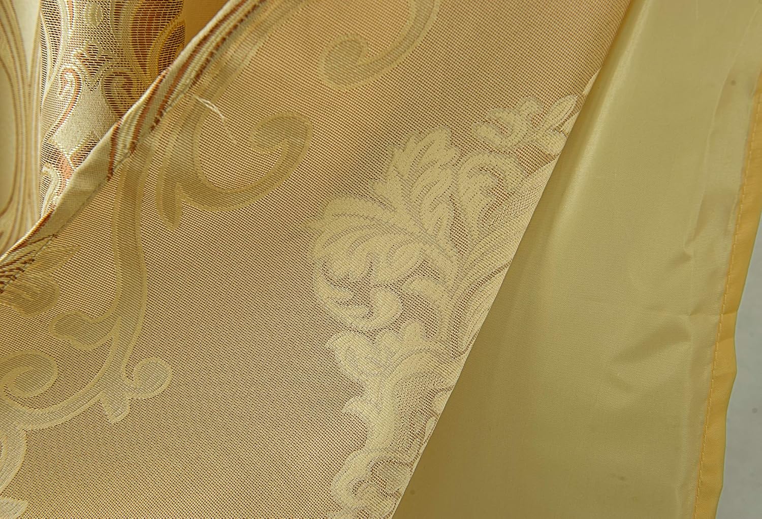 Rosetta – Panel de cortina jacquard texturizado con cenefa adjunta de 18 pulgadas, 54 x 84 pulgadas, dorado