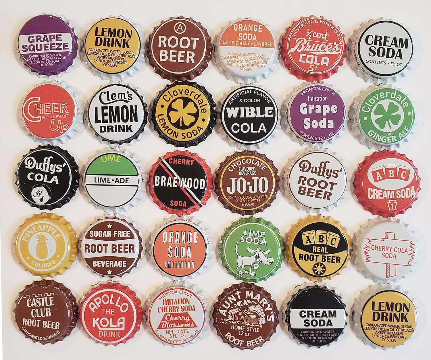 500 tapas para botellas de soda, mezcla aleatoria, Vintage Classic Brands Soda Pop surtido múltiple de 1.25 pulgadas (1.250 in)
