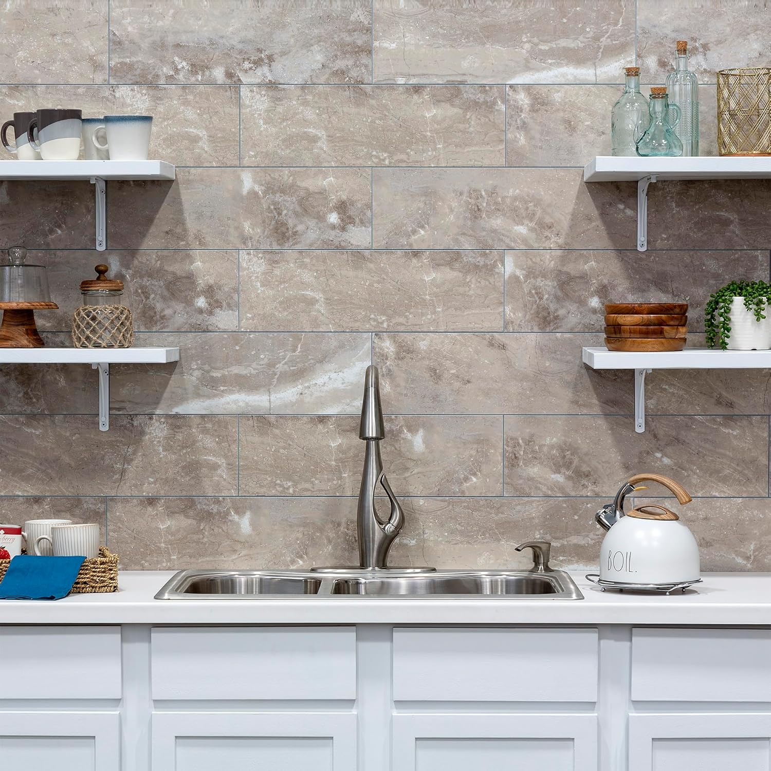 Palisade Azulejos de vinilo entrelazados impermeables para pared, cocina o baño, de 22.8 x 7.31 pulgadas (10 unidades)