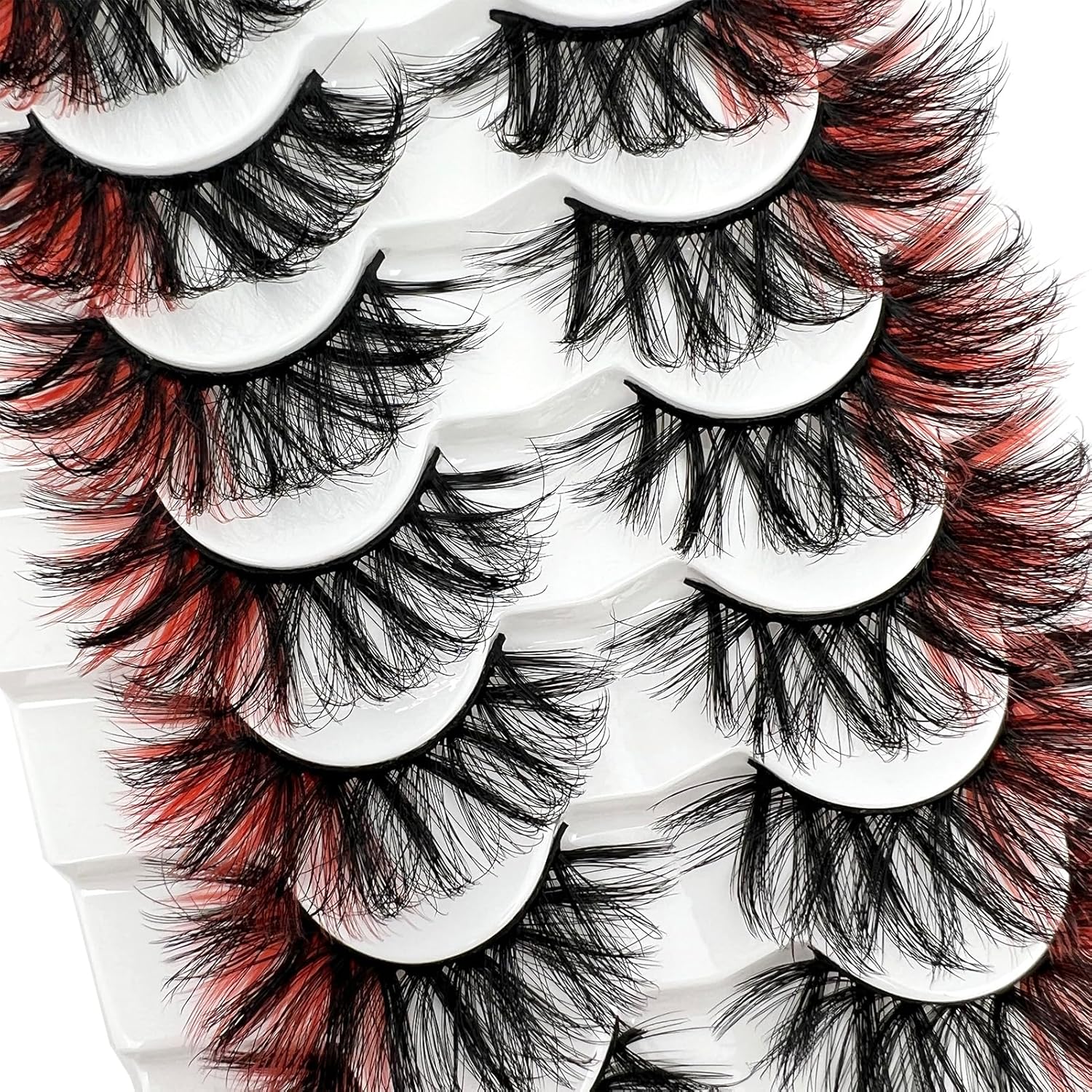 Pestañas de colores visón D Curl Color Rojo Pestañas Tira de 0.787 in3D Mink Pestañas paquete de pestañas postizas Wispy Dramatic Long Colorful