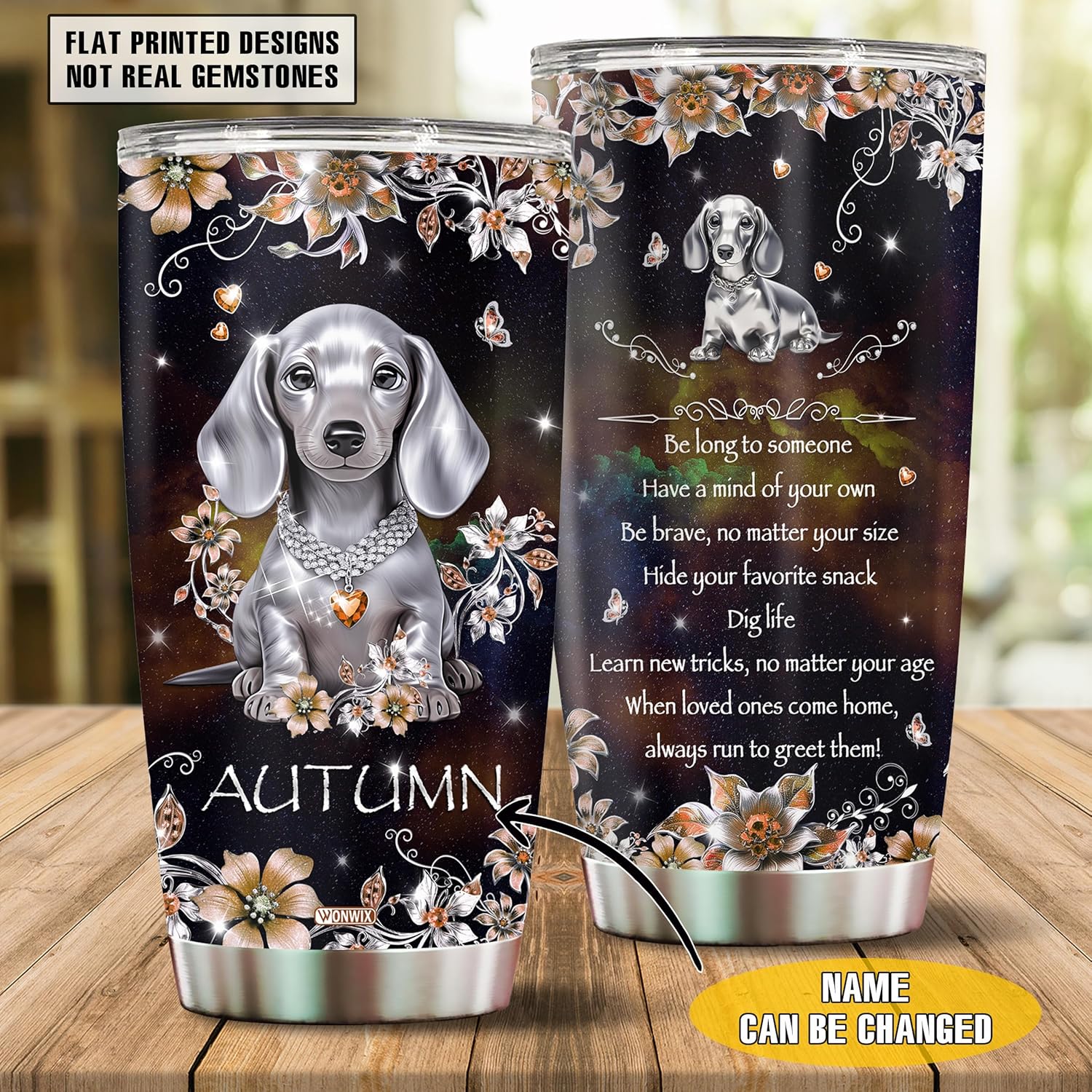 WONWIX Regalos personalizados con temática de perro salchicha para mujeres, niñas, esposa, hija, mamá, vaso aislado de acero inoxidable, botella de
