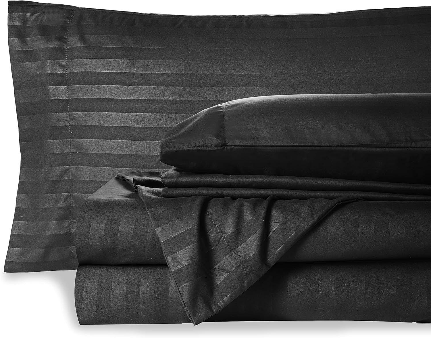 Mocassi Cali King Stripe – Juego de sábanas y fundas de almohada de lujo de hotel de 1800  Premier, sábanas ultrasuaves, transpirables y