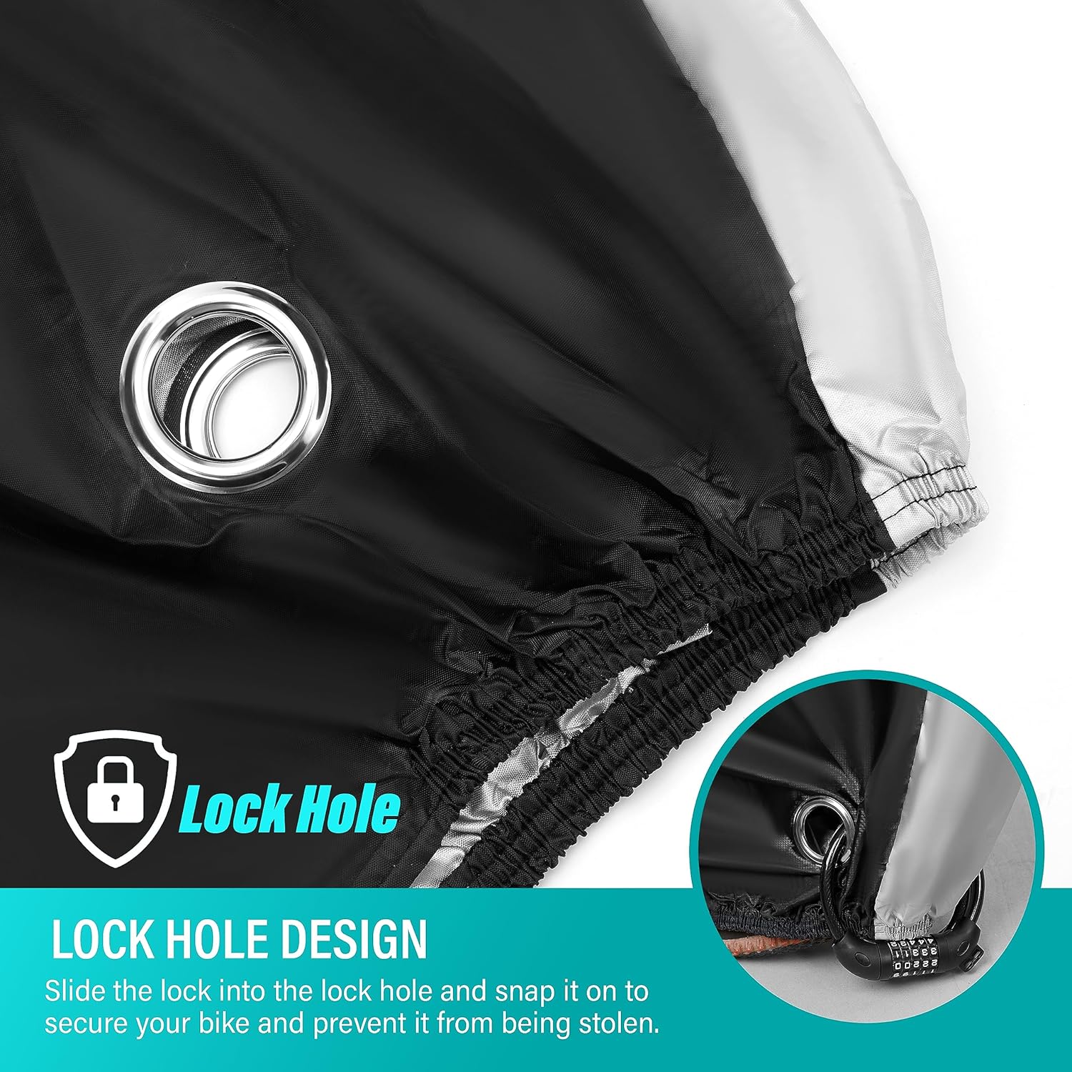 Funda para bicicleta al aire libre, impermeable, resistente al polvo, lluvia, viento, con agujero de bloqueo para bicicleta eléctrica de montaña y