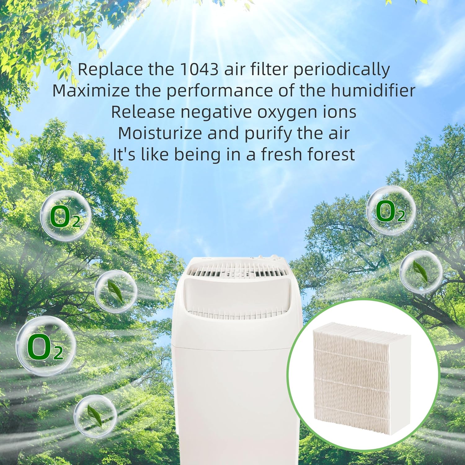 1043 Super Humidificador Filtro de mecha de repuesto compatible con Essick Air AIRCARE EP9500, EP9700, EP9800, EP9R500, EP9R800, 821000, 831000 y