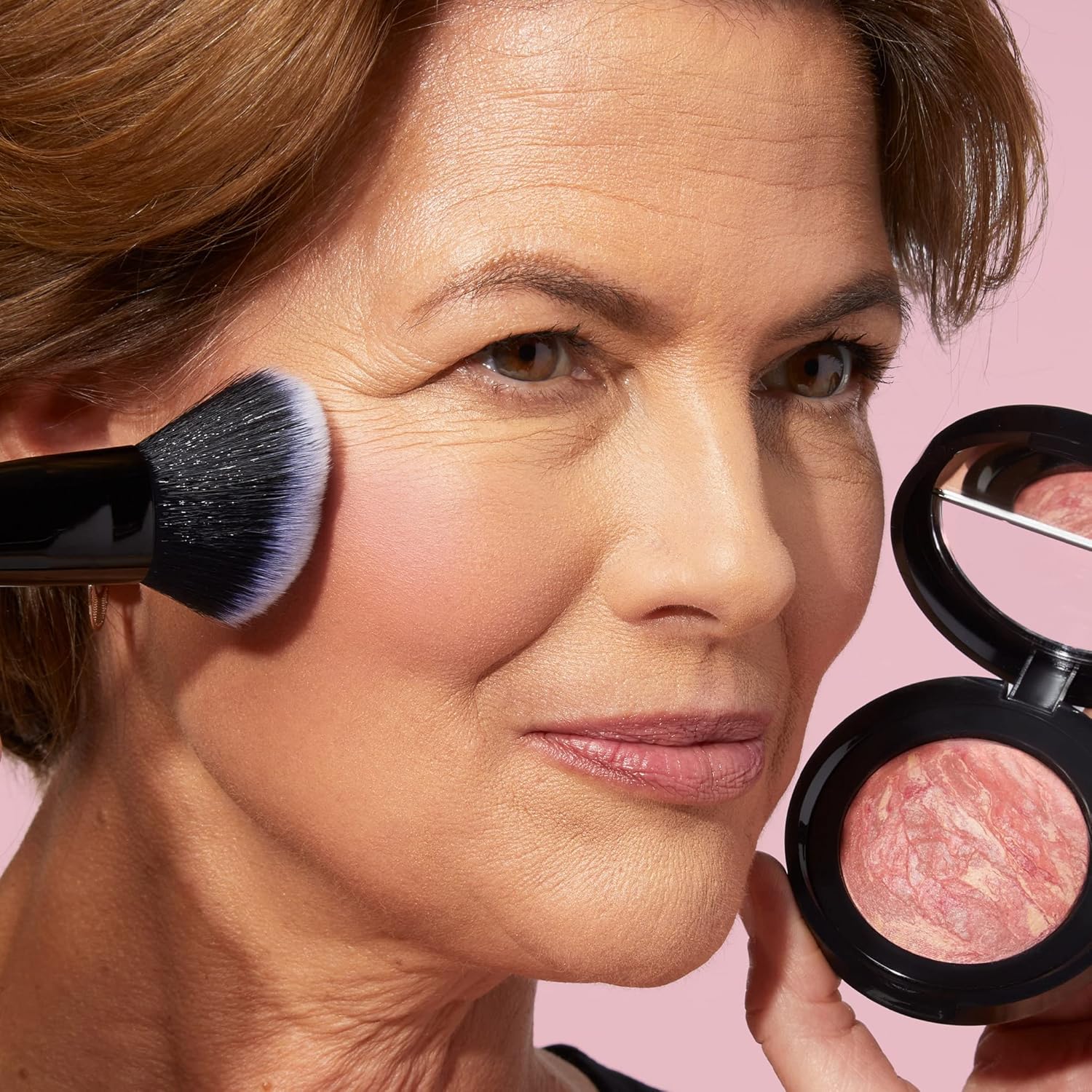 LAURA GELLER NEW YORK Suero Blush para mejillas, rosa refrescante + pincel para rubor en ángulo