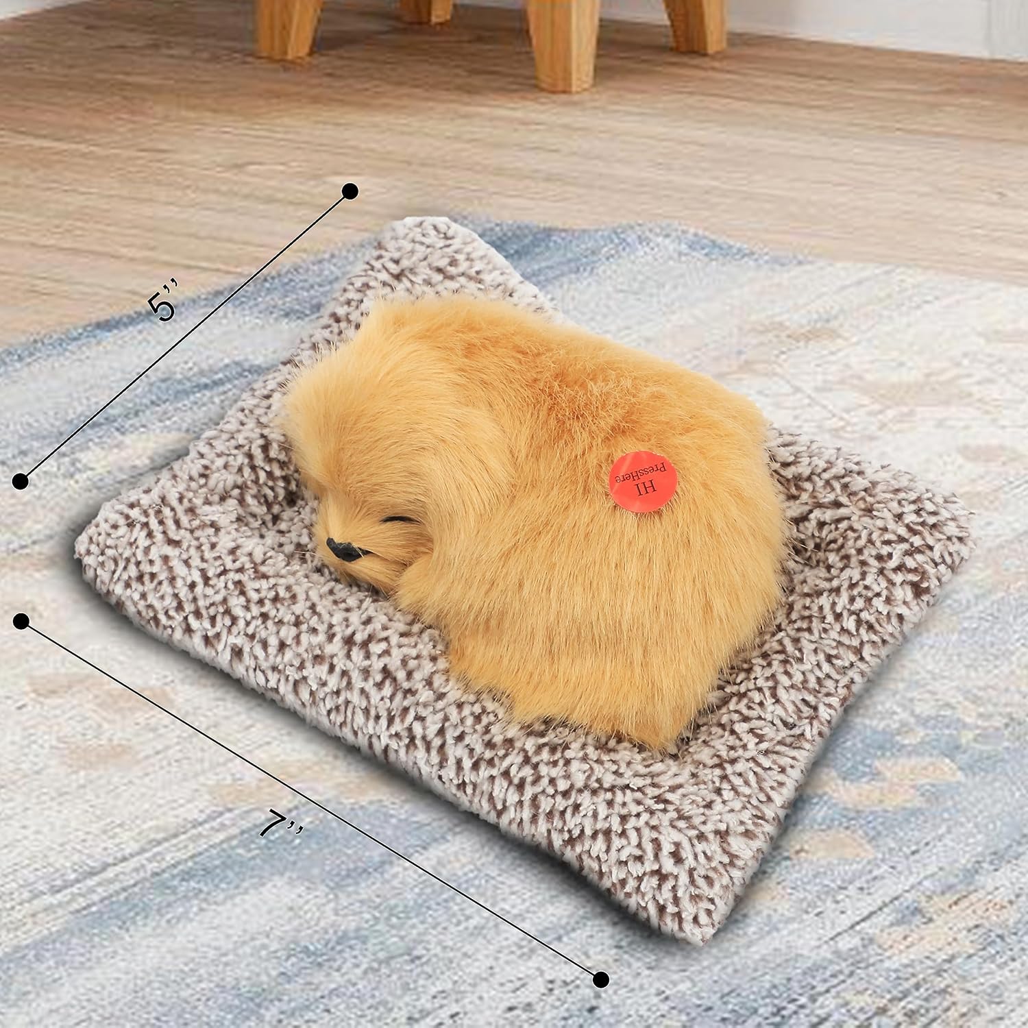 Easfan Juguete de peluche de simulación para cachorros con sonido, adorable animal, lindo perro dormido con cojín de sonido, decoración de
