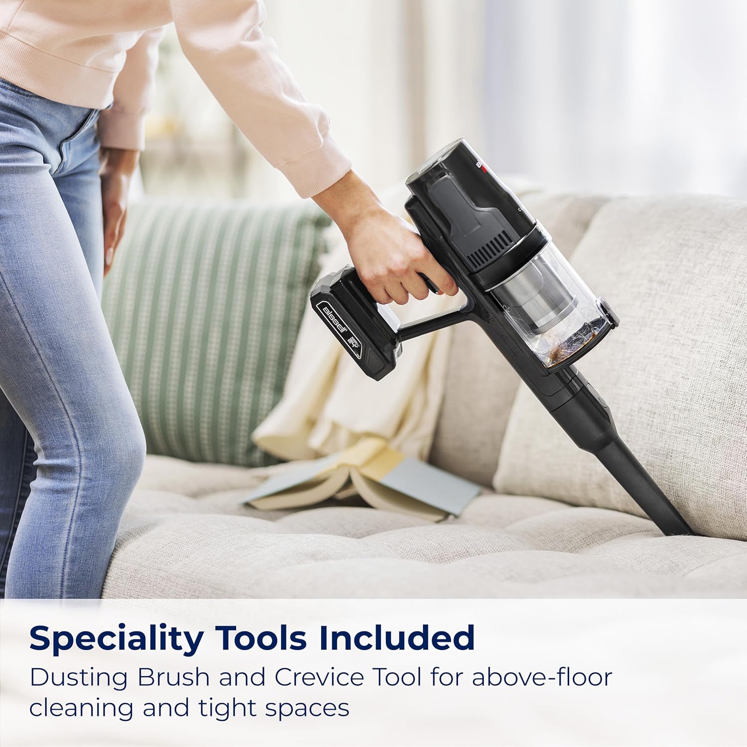 BISSELL CleanView XR – Aspiradora inalámbrica ligera de 200 W con batería extraíble, tiempo de funcionamiento de 35 minutos, rollo de cepillo sin
