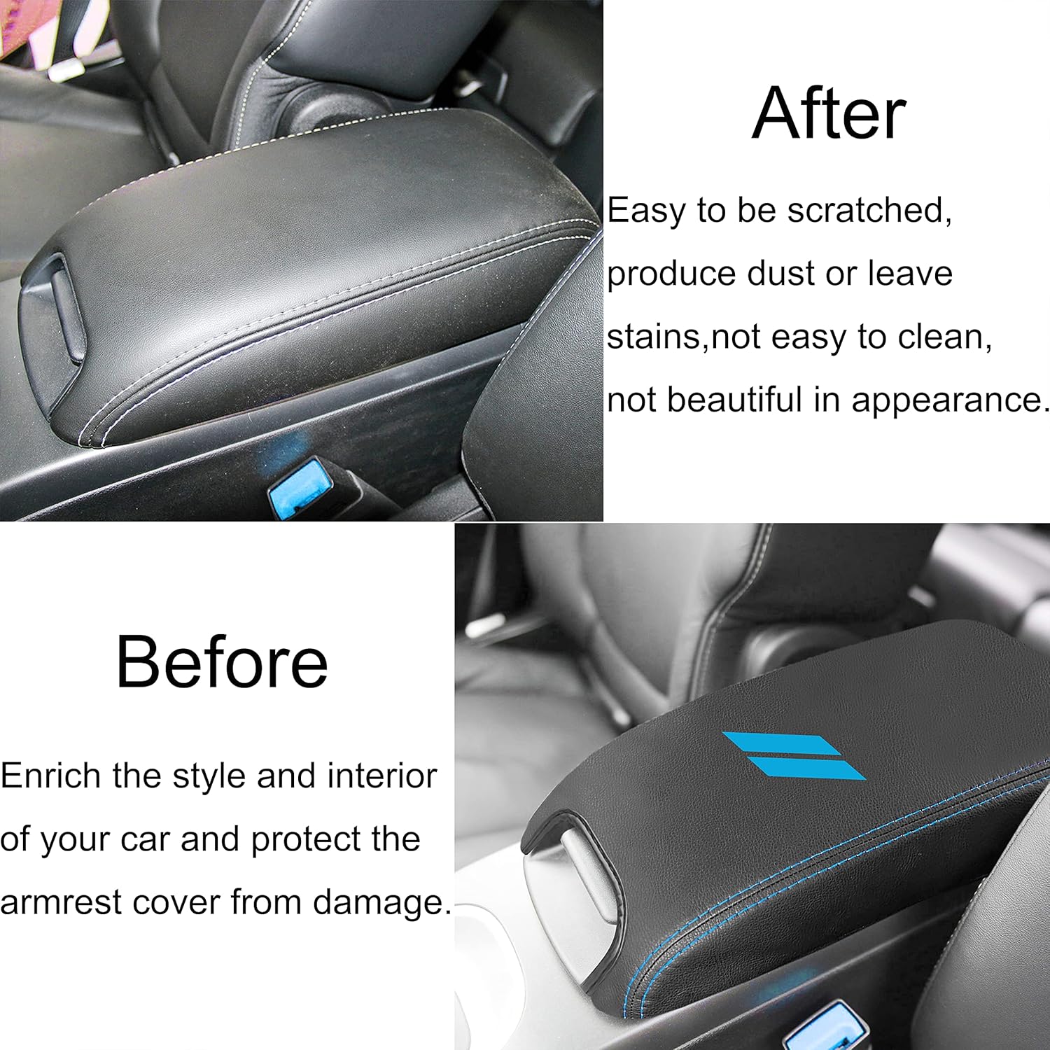 YOSRTER Funda para reposabrazos de consola central para Dodge Journey 2011-2018 2019 2020, caja de reposabrazos central de cuero antiarañazos para