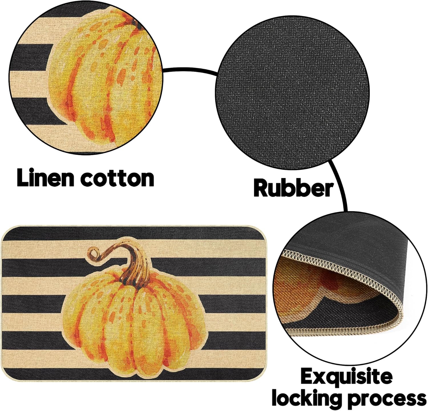 Erweicet Tapete de calabaza de otoño con texto en inglés “Hello Autumn Pumpkin”, tapete antideslizante para puerta de Acción de Gracias, para puerta