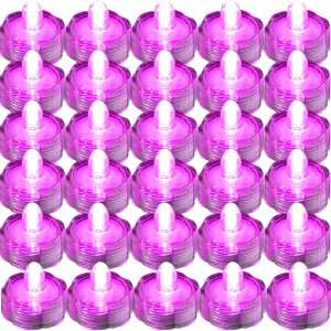 Luces led muy brillantes, sumergibles, color té, para fiestas, bodas, Plástico, Rosado, Paquete de 30 Luces led muy brillantes, sumergibles, color té, para fiestas, bodas, Plástico, Rosado, Paquete de 30