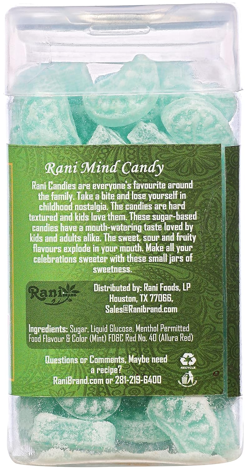 Rani Mint Candy – Caramelo de menta de 5.25 onzas (5.29 oz) sellado al vacío, parte superior fácil de abrir, recipiente resellable  Indian Tasty