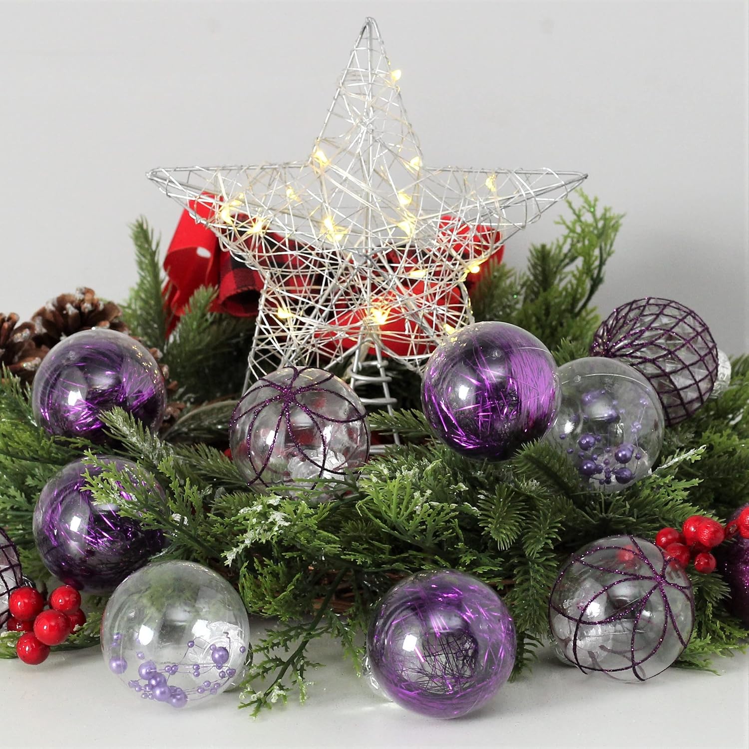 Adornos de bola de Navidad transparentes, 30 unidades de 2.36 pulgadas de plástico inastillable, adornos colgantes de bolas de Navidad para árbol de