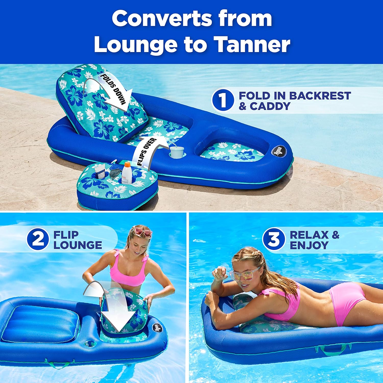 Aqua Campania Ultimate – Tumbona de piscina 2 en 1 con respaldo ajustable y carrito + nueva silla de piscina Aqua Zero Gravity Flotador con toldo