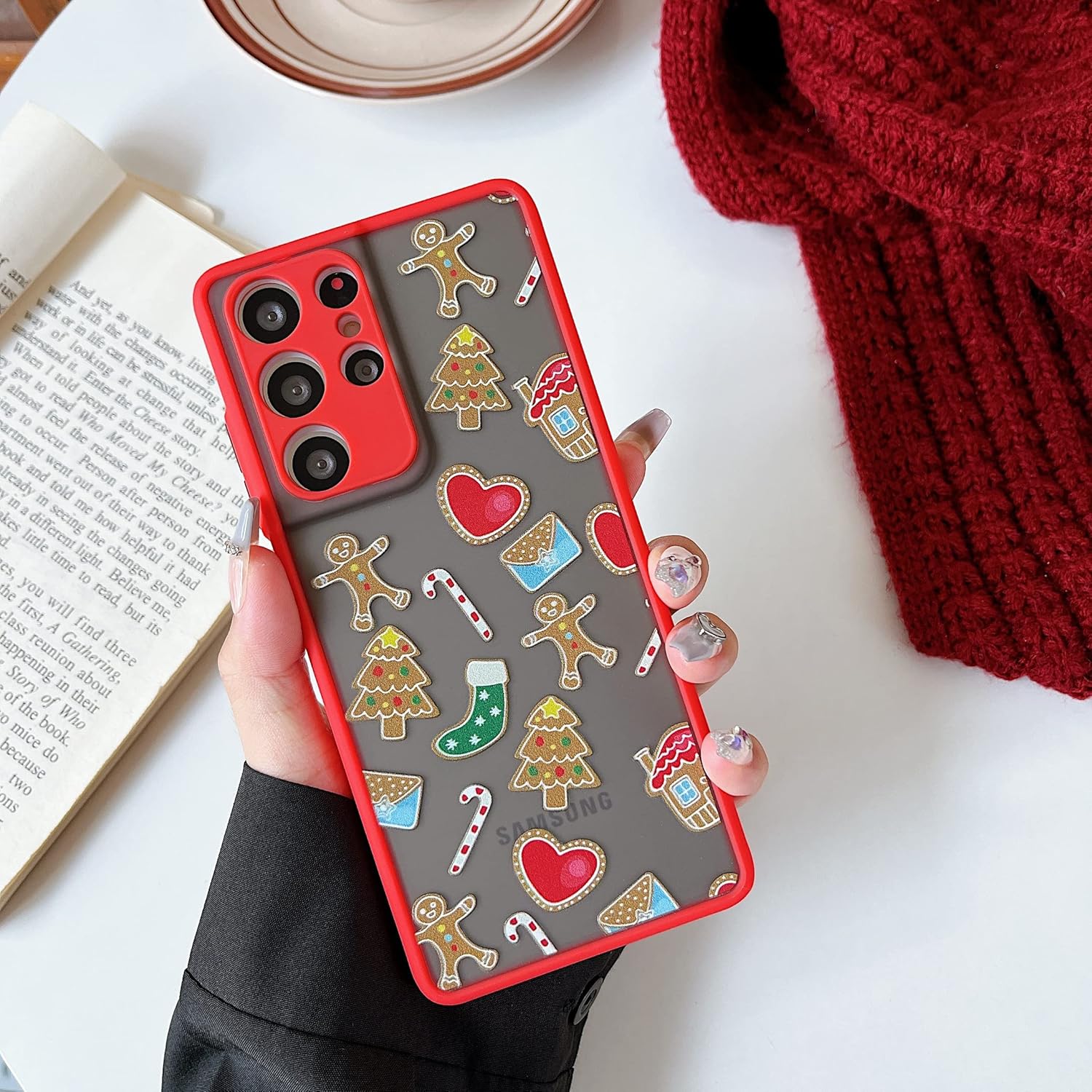 ZTOFERA Funda de Navidad para Sumsung Galaxy S21 Ultra 5G, lindo patrón de Feliz Navidad, funda protectora de silicona translúcida de policarbonato