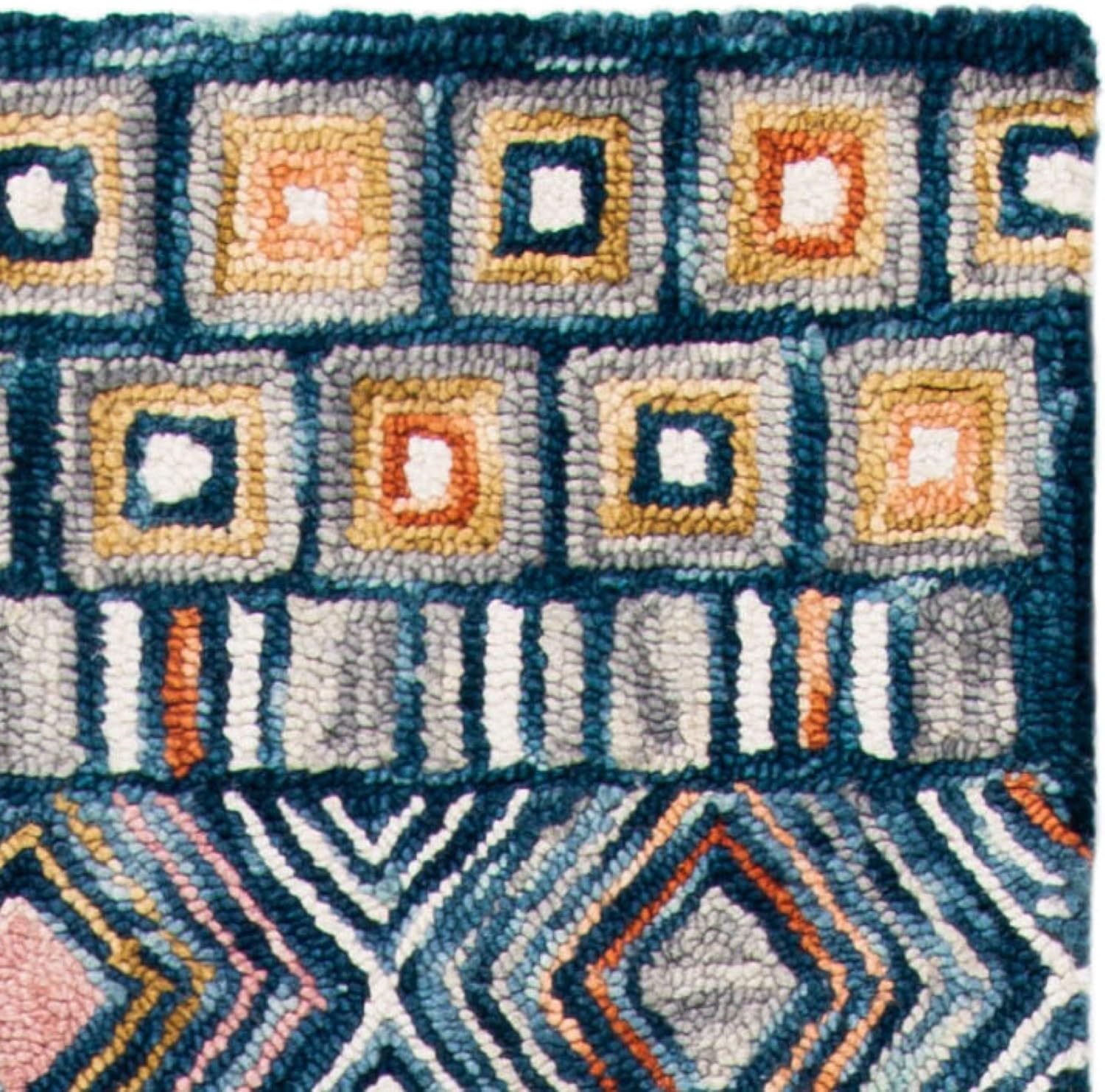 SAFAVIEH Aspen Collection – Alfombra decorativa de 4 x 6 pies, color azul y dorado, hecha a mano, lana bohemia, ideal para zonas de alto tráfico en